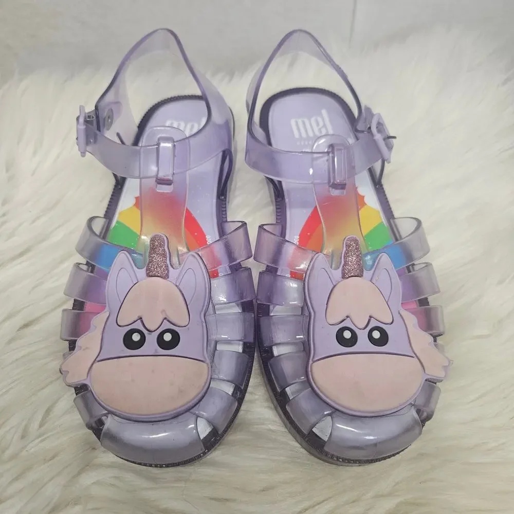 Mel Dreamed by Melissa Possession Unicorn Jelly Sandals Kids Size 1 - Clear